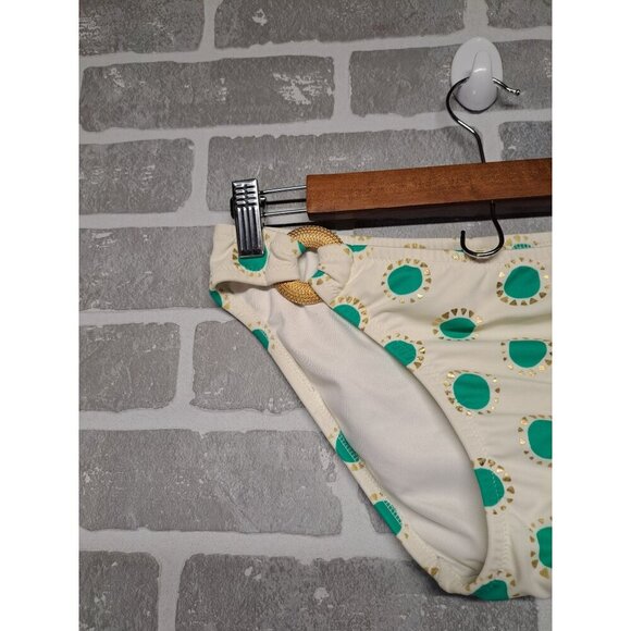 Victoria Secret Womens Polka Dots Gold Rings Turquoise Bikini Buttom‎ Size Small - Picture 2 of 8